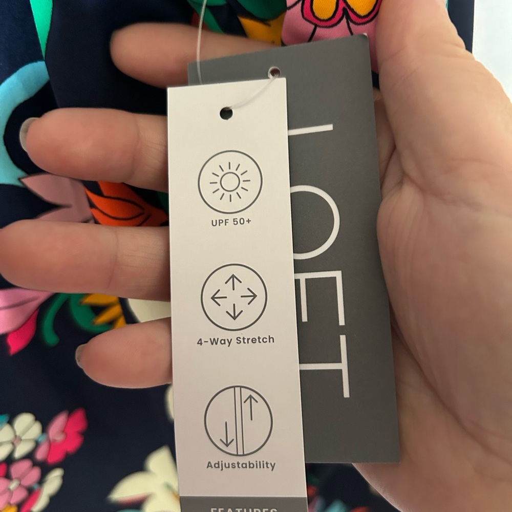 LOFT Blue One Piece Swimsuit with Long Sleeves - Picture 7 of 7